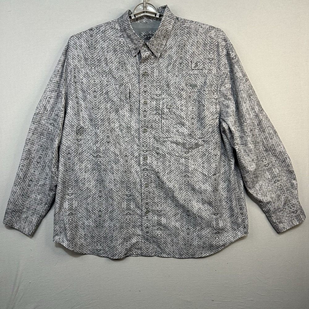 Reel‎ Legends Mens Shirt XXL Fish Scales Fishing Outdoors Vented Roll Up Sleeves